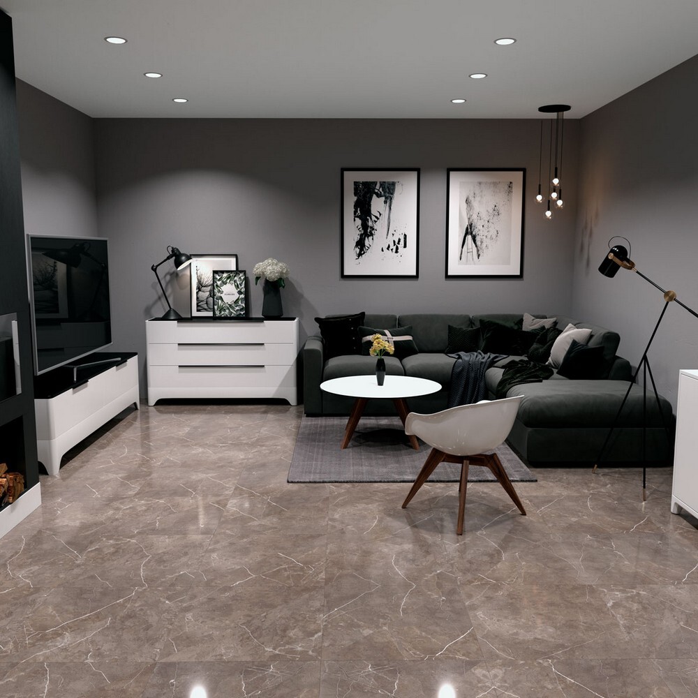 Плитка из керамогранита под мрамор, серия Oasis Detroit Brown 60x60 Polished